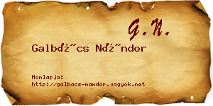 Galbács Nándor névjegykártya