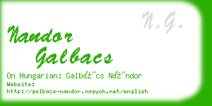 nandor galbacs business card